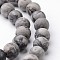 Frosted Round Natural Map Stone/Picasso Stone/Picasso Jasper Bead Strands, 6mm, hole: 1mm, about 63~65pcs/strand, 15 inch