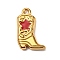 304 Stainless Steel Enamel Pendants, Cowboy Boots with Star Charm, Golden, 20x13x3mm, Hole: 1.6mm