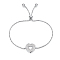 Eco-Friendly Electroplate Brass Slider Bracelets, Bolo Bracelets, with Cubic Zirconia, Heart, Platinum, 10 inch(25.5cm)