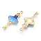 Printed Light Gold Tone Alloy Pendants, Ballerina Dancer Charms, Light Sky Blue, 29.5x13x2mm, Hole: 1.4mm