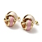 Real 18K Gold Plated Iron Enamel Stud Earrings for Women, with Brass Pin, Knot, Mixed Color, 21x20.5mm