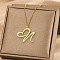 304 Stainless Steel Heart Initial Pendant Necklaces for Women Men, Golden, Letter N, 15.75~17.72 inch(40~45cm)