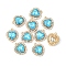 Alloy Rhinestone Charms, Heart, Light Gold, Aquamarine, 18x16x5mm, Hole: 1.4mm