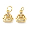 Brass Micro Pave Cubic Zirconia Pendants, Crown, Lead Free & Cadmium Free, Long-Lasting Plated, Rack Plating, with Jump Ring, Real 18K Gold Plated, 13x10.5x3mm, Hole: 3mm