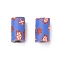 Handmade Polymer Clay Beads, Column with Flower Pattern, Royal Blue, 11~12x7mm, Hole: 2mm