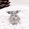 Brass Bead Cage Pendants, for Chime Ball Pendant Necklaces Making, Hollow Round with Wing Charm, Platinum, Inner Diameter: 18mm