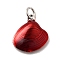 Brass Enamel Charms, Shell Charm, Long-Lasting Plated, Lead Free & Cadmium Free, with Jump Ring, Rack Plating, Platinum, Red, 14.5x13.5x4mm, Hole: 3.5mm