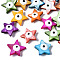 Natural Freshwater Shell Beads, with Enamel, Double-Faced, Star with Evil Eye, Dyed, Mixed Color, 14~15x15~16x5mm, Hole: 0.7mm