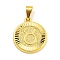 Brass Pendants, Cadmium Free & Nickel Free & Lead Free, Real 18K Gold Plated, Flat Round with Constellations, Taurus, 24x20.5x2mm, Hole: 8x3.5mm