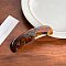Cellulose Acetate Hair Barrette, with Platinum Iron Findings, Rectangle, Chocolate, 100mm