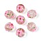 Luminous Handmade Gold Sand Lampwork Beads, Round with Flower, with Enamel, Glow in the Dark, Pearl Pink, 11.5~13.5mm, Hole: 1.2~1.6mm