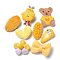 kids Hair Clips Sets, Iron Snap Hair Clips & Alligator Hair Clips, with Wool and Cloth, Duck & Bear & Heart & Oval & Teardrop & Flower & Bowknot, Gold, 52~70x29~55x12~25mm, 8pcs/set