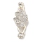 Brass Micro Pave Clear Cubic Zirconia Fold Over Clasps, Flower, Platinum, 38x14x7.5mm, Hole: 4.5mm