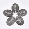 Natural Marble Pendants, Inspirational Message Pendants, with Iron Loops, Oval with Word Hope, Platinum, 43~44x29~30x5~6mm, Hole: 2mm