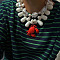 Red Crab Pendant Resin Teardrop Beaded Necklaces for Women, with Alloy Clasps, Golden, White, 18.11 inch(46cm)