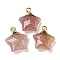 Natural Strawberry Quartz Pendants, with Rack Plating Brass Findings, Star, 18x15x6mm, Hole: 2mm