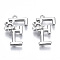 Brass Pendants, with Rhinestones, Cadmium Free & Nickel Free & Lead Free, Alphabet, Platinum, Letter.F, 17.5x12x2.5mm, Hole: 1mm