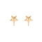 Brass Stud Earring Findings, Nickel Free, Pentagram, Real 18K Gold Plated, 9x7mm, Hole: 1mm, Pin: 0.6mm