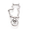 Alloy Swivel Snap Hook Clasps, Cat Shape, Platinum, 40x19x5.5~6mm, Hole: 5x8.8~9.2mm