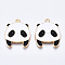 Alloy Enamel Pendants, Cadmium Free & Lead Free, Light Gold, Panda Shape, White & Black, 24x20x1.5mm, Hole: 1.8mm