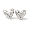 Rack Plating Brass Heart Stud Earrings, Cadmium Free & Lead Free, Platinum, 19.5x21.5mm