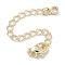 Brass Chain Extender, with Lobster Claw Clasps and Cubic Zirconia Charms, Flat Round, Real 14K Gold Plated, 70mm, Hole: 2.5mm