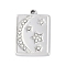 304 Stainless Steel Pendants, with Rhinestone, Rectangle with Moon & Star Charm, Stainless Steel Color, 21.5x15.5x2mm, Hole: 1.6mm