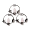 Natural Rose Quartz Faceted Pointed Bullet Big Pendants, Brass Ring Charms with Star & Moon & Jump Rings, Red Copper, 47~49x52.5x9.5~10mm, Hole: 6.6mm