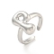 Brass Letter Open Cuff Rings for Women, Cadmium Free & Lead Free, Adjustable, Platinum, Letter P, 15~16.5x7~16.5mm