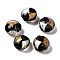 Handmade Lampwork Beads, with Gold & Silver Foil, Oval, Black, 11~12x11.5~12.5x7~7.5mm, Hole: 2mm
