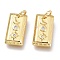Brass Micro Pave Clear Cubic Zirconia Charms, with Jump Ring, Rectangle with Moon & Star, Golden, 12.5x6.5x2.5mm, Hole: 1.5mm Jump rings: 3.5x0.8mm