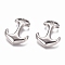 Non-Tarnish 304 Stainless Steel Hook Clasps, For Leather Cord Bracelets Making, Anchor, Stainless Steel Color, 31x24x6mm, Hole: 5x5mm