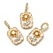 Brass Micro Pave Cubic Zirconia Pendents, with Enamel and Natural Pearl, Real 18K Gold Plated, Rack Plating, Lead Free & Cadmium Free, Rectangle, 25.5x17.5x6.5mm, Hole: 7.5x5mm