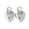 Brass Micro Pave Cubic Zirconia Pendants, Heart Charms, Rack Plating, Lasting Plated, Cadmium Free & Lead Free, with Jump Ring, Clear, 12.5x10.5x3.5mm, Hole: 4.5mm