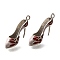 Brass Enamel Pendants, Cadmium Free & Lead Free, Long-Lasting Plated, Rack Plating, High-heeled Shoes Charm, Misty Rose, 14x23x7mm, Hole: 1.8mm