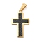 PVD Vacuum Plating 304 Stainless Steel Resin Pendants, Cross Charms, Golden, 36.5x23x3mm, Hole: 10x5.5mm