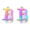 Ion Plating(IP) 304 Stainless Steel Charms, Laser Cut, Alphabet, Rainbow Color, Letter.B, 12x8.5x0.8mm, Hole: 1mm