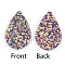 PU Leather Pendants, with Sequins, teardrop, Salmon, 39x25x2mm, Hole: 1.5mm