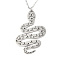 Non-Tarnish 201 Stainless Steel Pendant Necklaces, with Cable Chains, Snake, Stainless Steel Color, 17.5 inch~17.9 inch(44.5~45.5cm), 1.5mm, Snake: 40x26x1mm