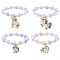 Glass Beaded Stretch Bracelet with Alloy Enamel Unicorn Charm for Kids, Mixed Shapes, Inner Diameter: 1-3/4~2 inch(4.6~5cm)