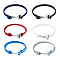 6Pcs 6 Colors Survival Polyester Cord Bracelets Set with Alloy Shark Shape Clasps, Double Line Multi-strand Bracelets, Mixed Color, 15-3/4 inch(40cm), 1pc/color