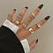 7Pcs Butterfly/Rhombus/Flat Round Alloy Resin Finger Rings, Golden, Inner Diameter: 15~19mm