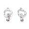 Rack Plating Brass Fold Over Clasps, Cadmium Free & Nickel Free & Lead Free, Long-Lasting Plated, Real Platinum Plated, 24x13x2~5.5mm, Hole: 1.8mm