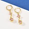 Brass Micro Pave Cubic Zirconia Rhombus Hoop Earrings, Long-Lasting Plated, Cadmium Free & Lead Free,Rack Plating, Golden, 36x8mm
