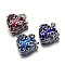 Enamel Heart Rack Plating Platinum Brass Prayer Box Pendants, Wish Box, Mixed Color, 19x20x11mm, Hole: 5x3mm