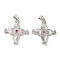 Brass Micro Pave Cubic Zirconia Pendants, Lead Free & Cadmium Free, Cross, Platinum, 27.5x24.5x3mm, Hole: 5X3mm