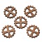 Walnut Wood Pendants, Gear with Cross Charms, Camel, 24x2.5mm, Hole: 6x8mm
