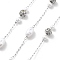 Handmade 304 Stainless Steel Chains, with ABS Imitation Pearl, Soldered, Rice, with Spool, Stainless Steel Color, 7x4.5x3.5mm, about 16.40 Feet(5m)/Roll