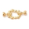 Brass Micro Pave Clear Cubic Zirconia Fold Over Clasps, Cadmium Free & Nickel Free & Lead Free, Long-lasting Plated, Real 18K Gold Plated, 38mm, Hole: 13x9mm