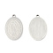 Non-Tarnish 201 Stainless Steel Pendants, Oval Charm with Virgin Mary, Stainless Steel Color, 19.5x12.5x1mm, Hole: 1.4mm